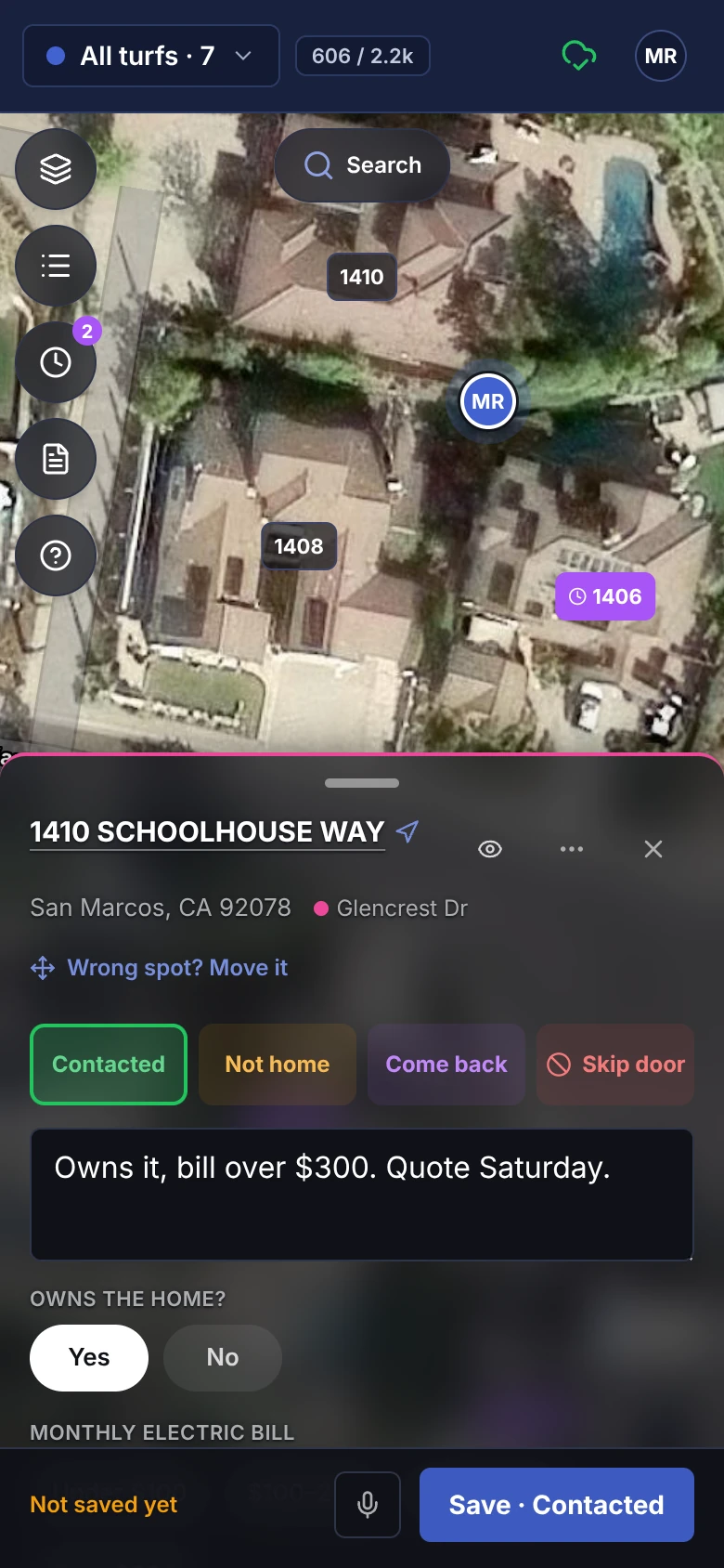 The door card on a phone: a door logged with a note and the answers